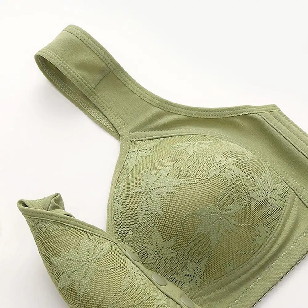 Comfortable Floral Printed Underwear Convenient Leaf Printed Bras for Older Women Vest Style Full Cup