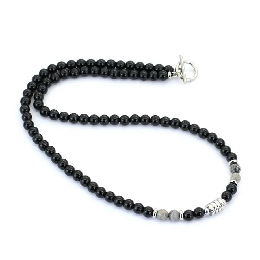 Modische 18-Zoll-Herrenhalskette, 3 Farboptionen, 6 mm Obsidian-Tigeraugen-Stein, Halsaccessoire, perfektes Geschenk für Ihn, Heilschmuck – Detail 7