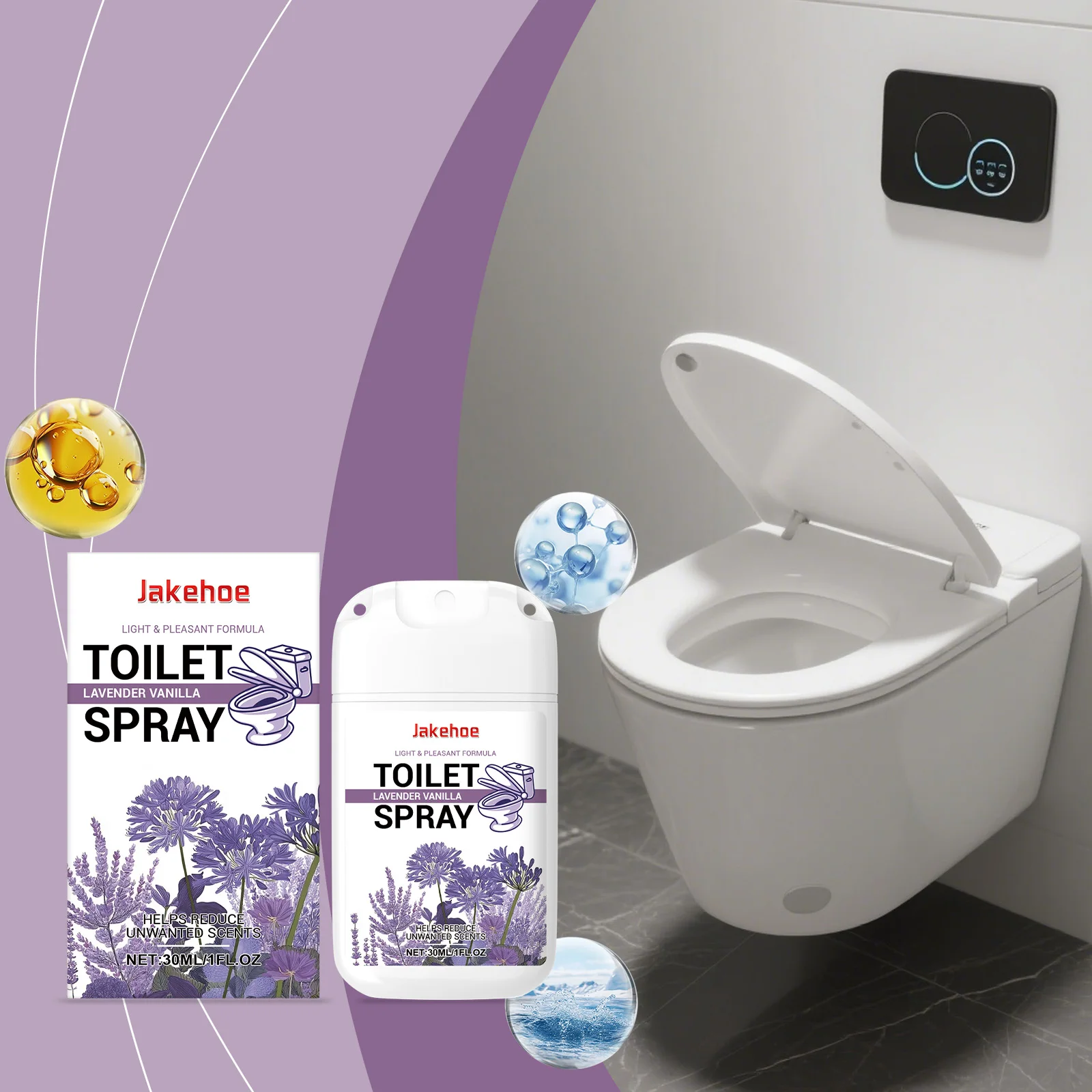 Toilet Quick Deodorizing Spray, Daily Multi-Purpose, Eliminates Toilet Odors, Naturally Fresh, Long-Lasting Fragrance, Cleaner