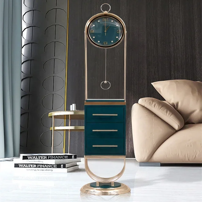 YYHC- Modern Antique Style Light Luxury Grandfather Clock Wooden Practical Metal Floor Stand Clock