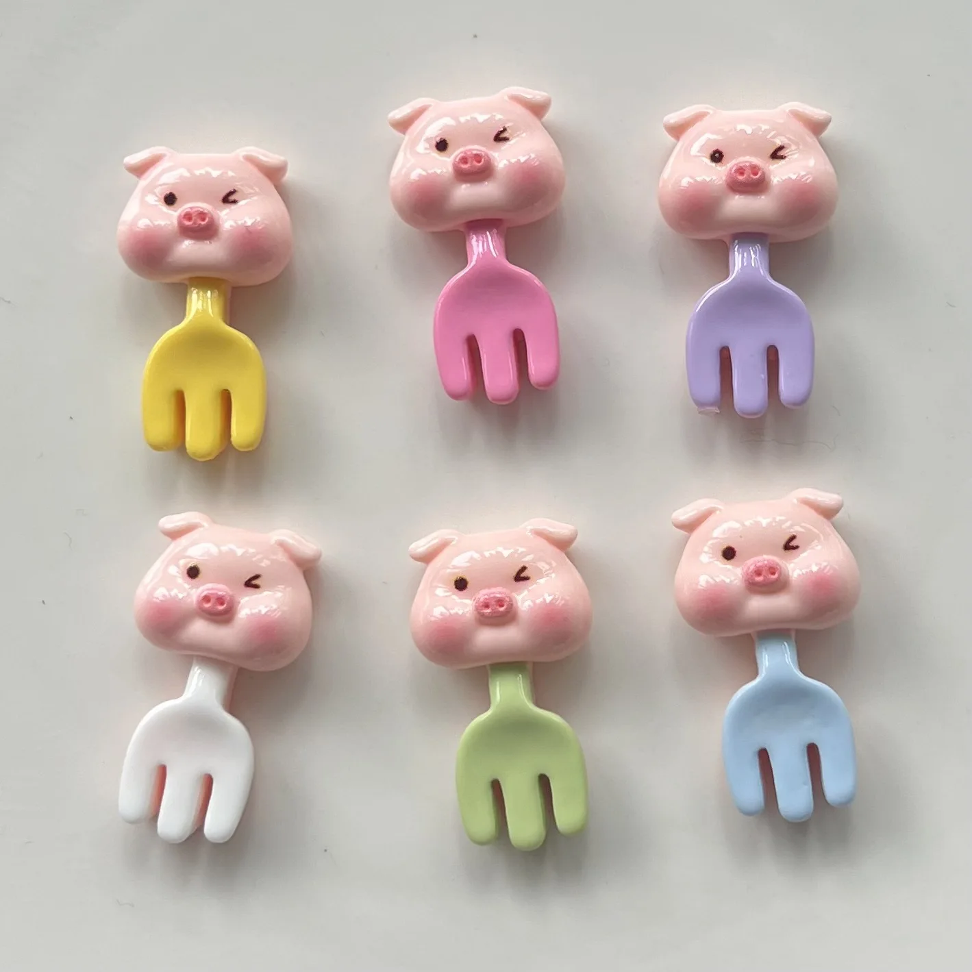 Cute Pig Fork Cartoon Cream Glue Accessories Creative Hole Shoe Accessories Shoe Buckle DIY Handmade Hairpin Headdress