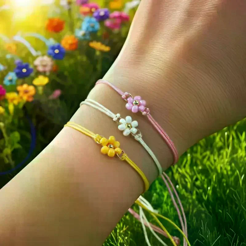 Rice Bead Beaded Bracelet Flowers Pattern Bohemia Adjustable Hand weaving Creativity Simplicity Fashion For Female