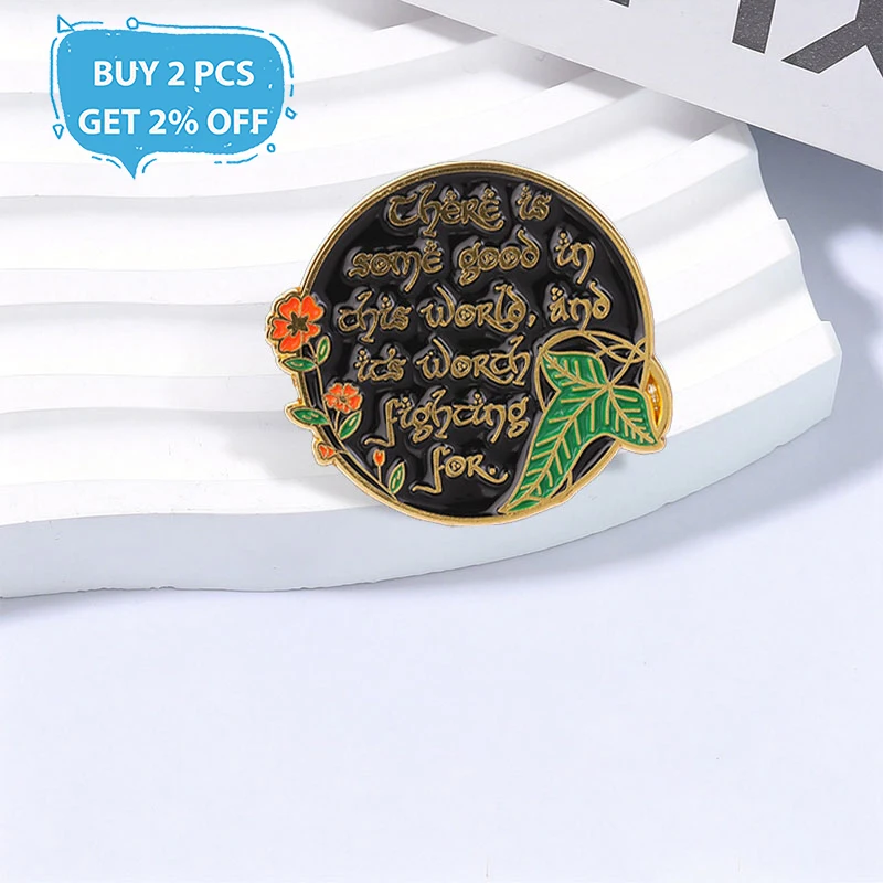 Cartoon Red Flowers Green Leaves Badge Belief And Loyalty Enamel Pins Fashion Lapel Metal Brooch Backpack Clothes Jewelry Gift