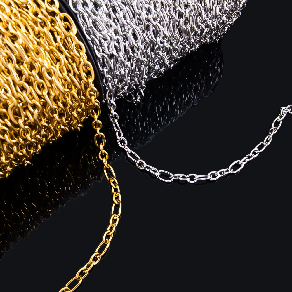 0.5Meter 1Meter Stainless Steel Round Cross Open Ring Chain for DIY Necklace Bracelet Jewelry Making Body Chain image 4