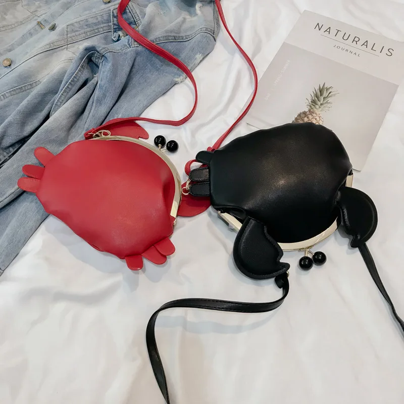 Cartoon Crab Shape Handbag with Crab Coin Purse Crossbody Bag Crayfish Shells Clip Purse Detachable Shoulder Bag Women's Satchel