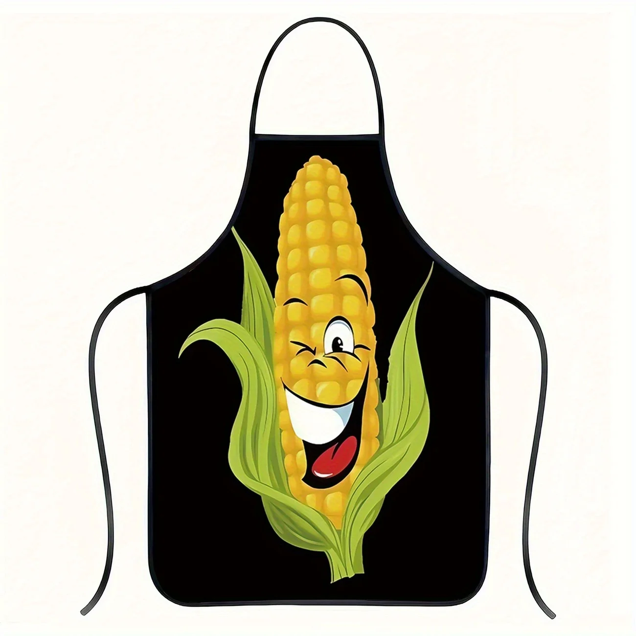 Print Polyester Apron Playful Corn Design, All-Season Unisex Kitchen & Garden Apron for Cooking, Baking, BBQ, Gardening
