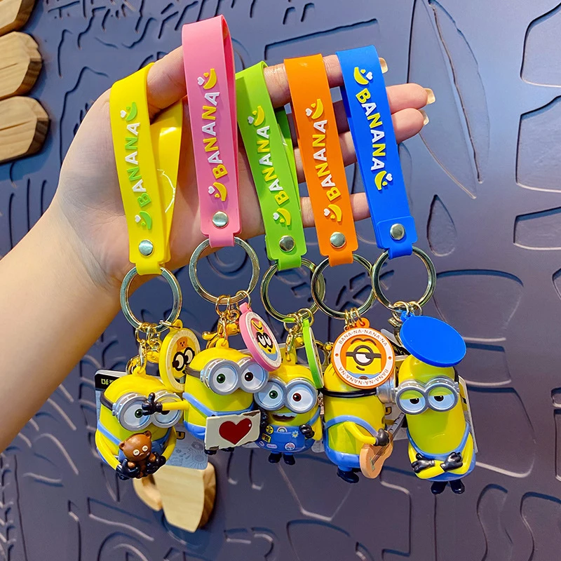 Despicable Me Cartoon Image Little Yellow Person Keychain Pvc Material Kawaii Fashion Exquisite Bag Decoration Pendant Doll Gift