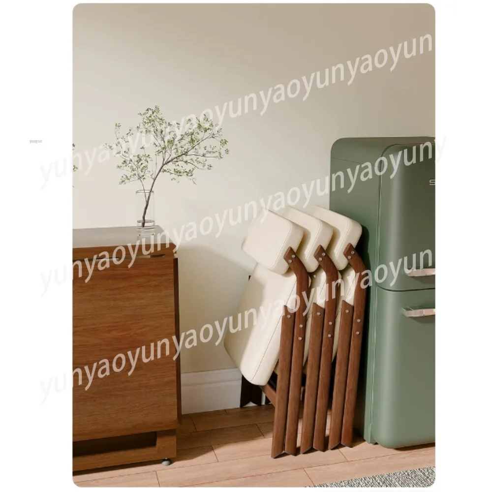 

Household Folding Iron Art Stool Retro Wood Tone Stackable Dining Chair Comfortable for Long‑Time Sitting Space‑Saving