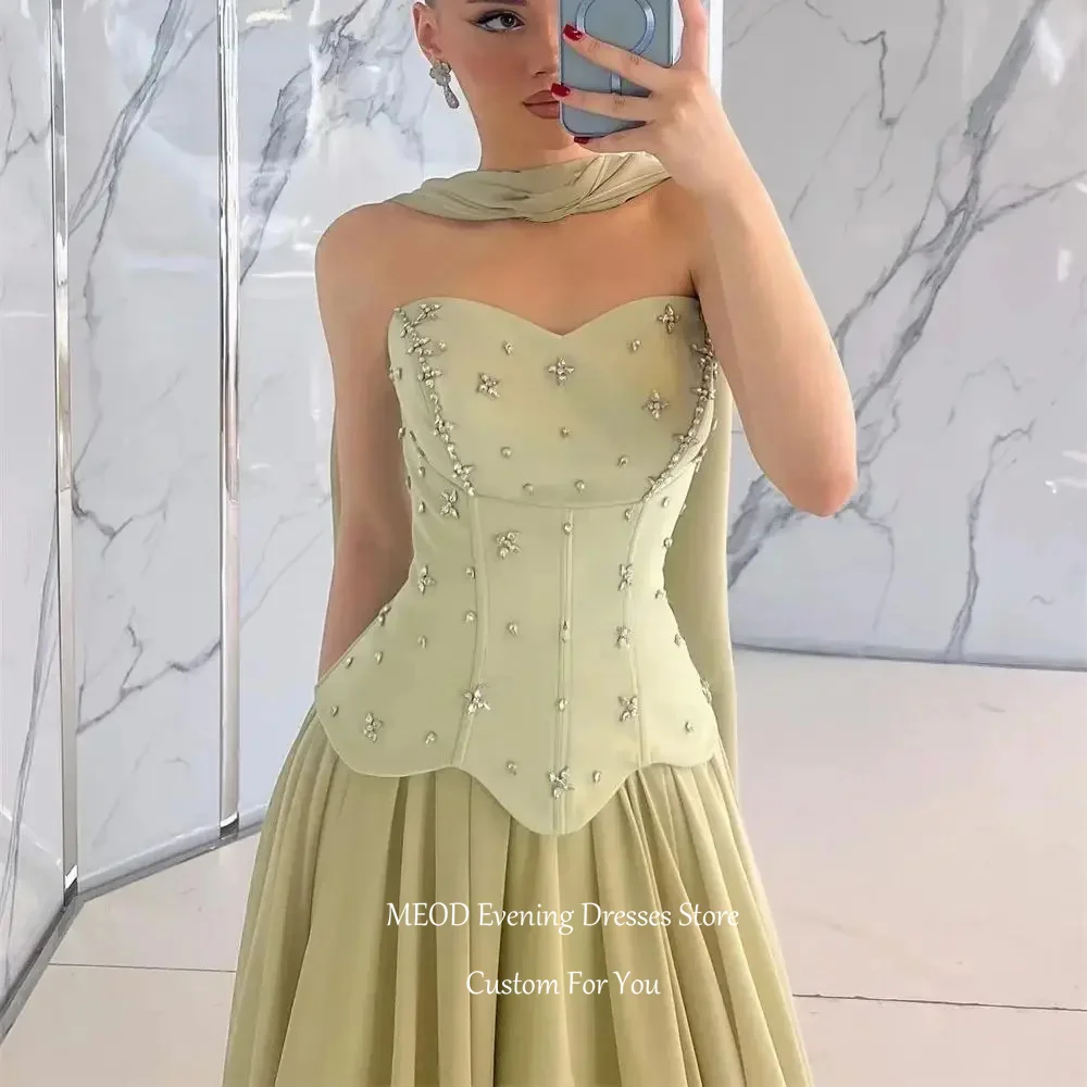 

Элегантное вечернее платье MEOD без рукавов, А-силуэт, из шифона, с вырезом «сердечко», с кристаллами, в пол, для выпускного вечера, на заказ