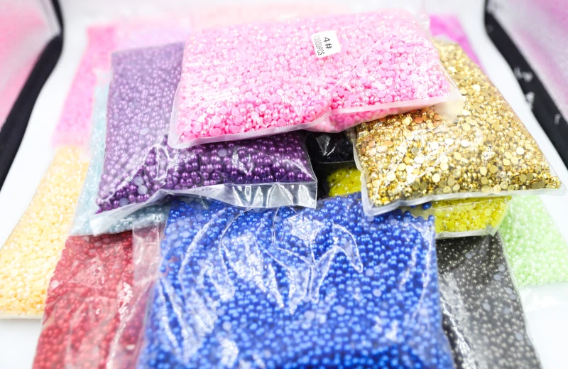 Bulk Package1.5mm~14mm 26 Colors Imitation Jelly Ivory Pearl White beige AB Color Flat back ABS round Half Pearl beads,