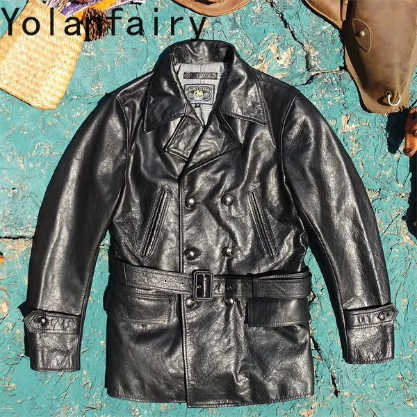 YOLANFAIRY Top Layer Horsehide Genuine Leather Jacket Men 2026 100% Real Pure Leather High Quality Luxury Man Windbreaker Autumn