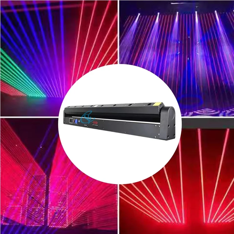 8 Eyes Laser Beam Moving Head Light Red Laser DMX512 Control Bar DJ Stage Light Projector Disco Party Wedding