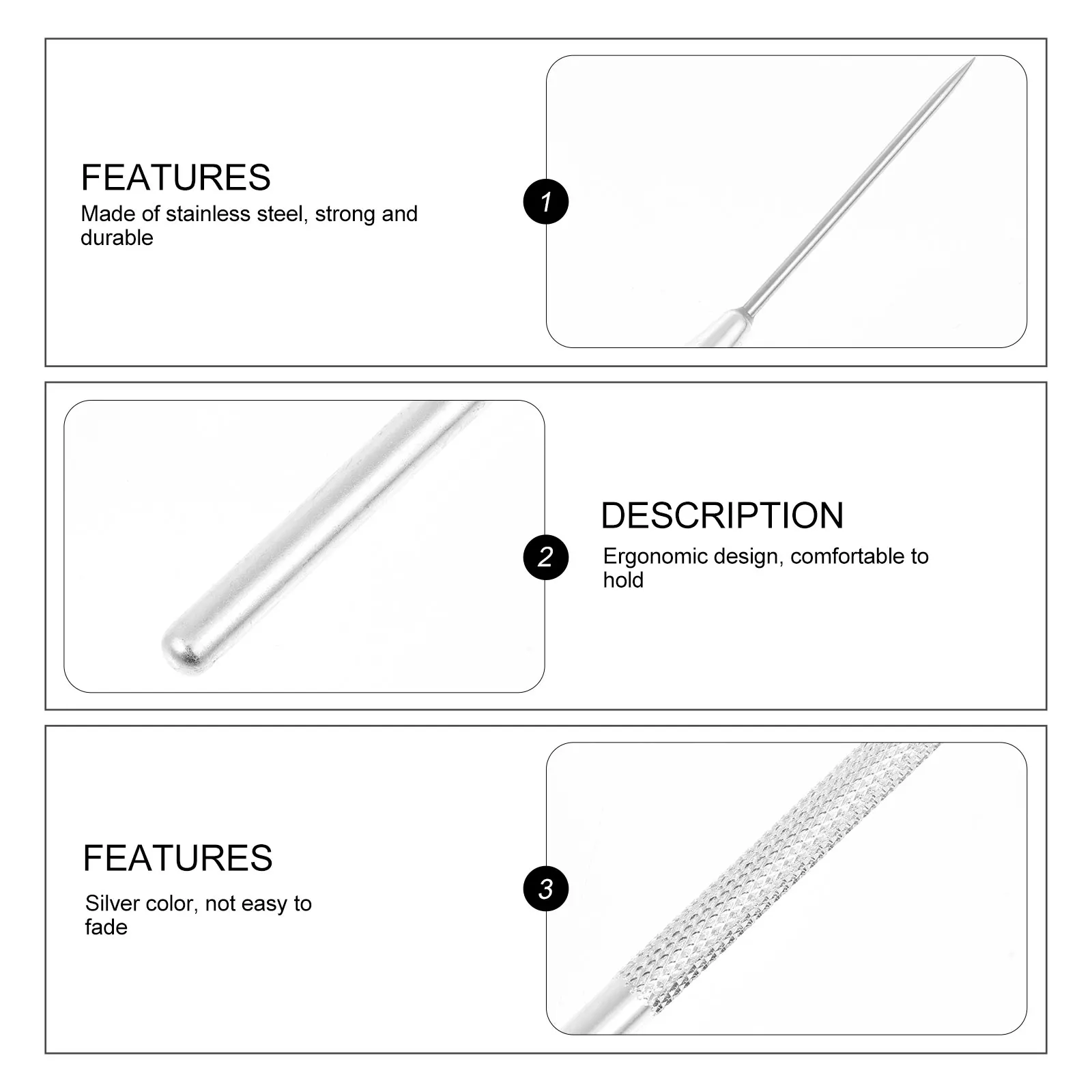 4 قطعة فرشاة الألومنيوم أدوات الطين الفخار نحت الإبر الفولاذ المقاوم للصدأ بالتفصيل الفني البسكويت تزيين لكمة ثقوب #6