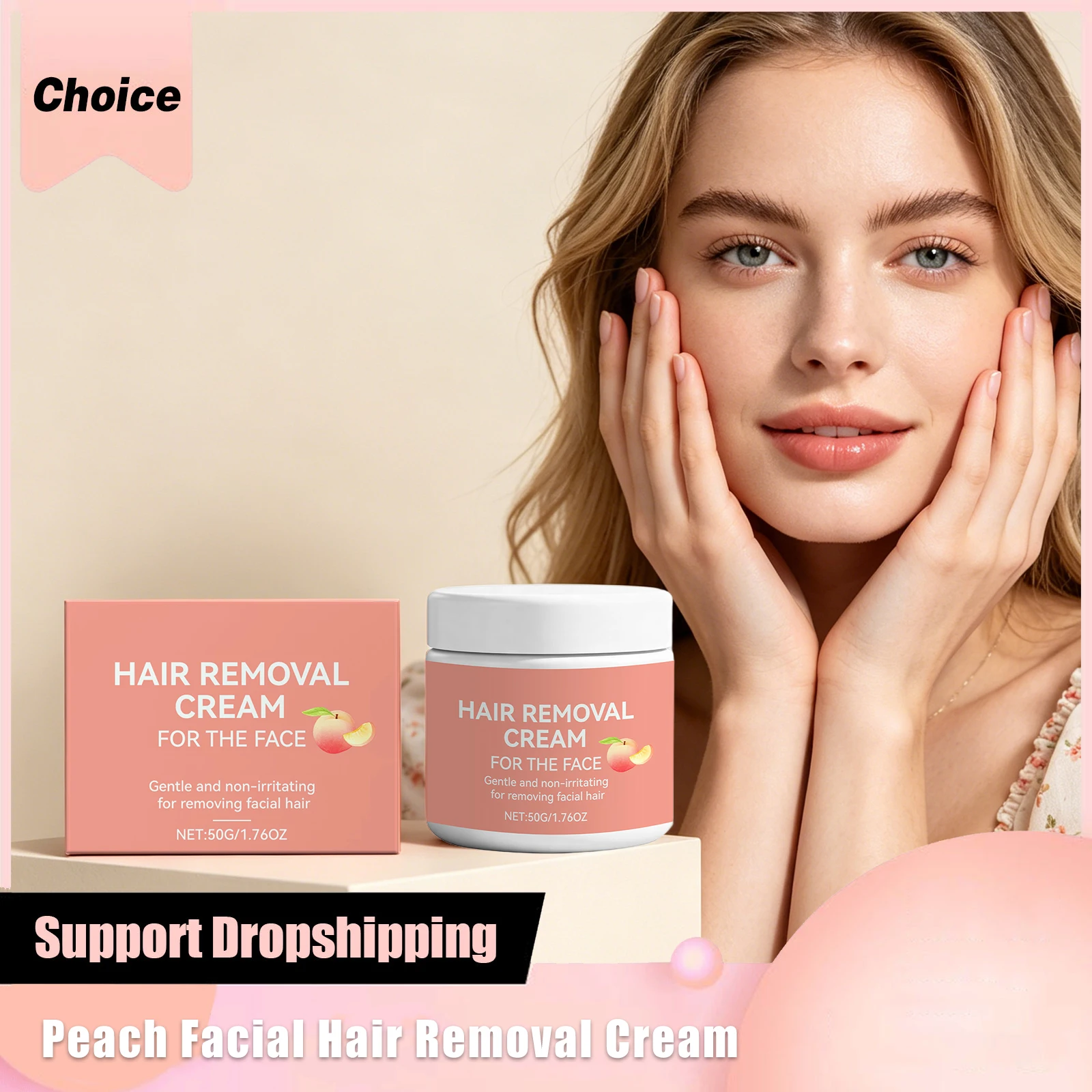 Peach Facial Hair Removal Cream Lasting Moisturizing Pore Shrink Non-irritating Smoothing Softening Fast Gentle Depilatory Cream