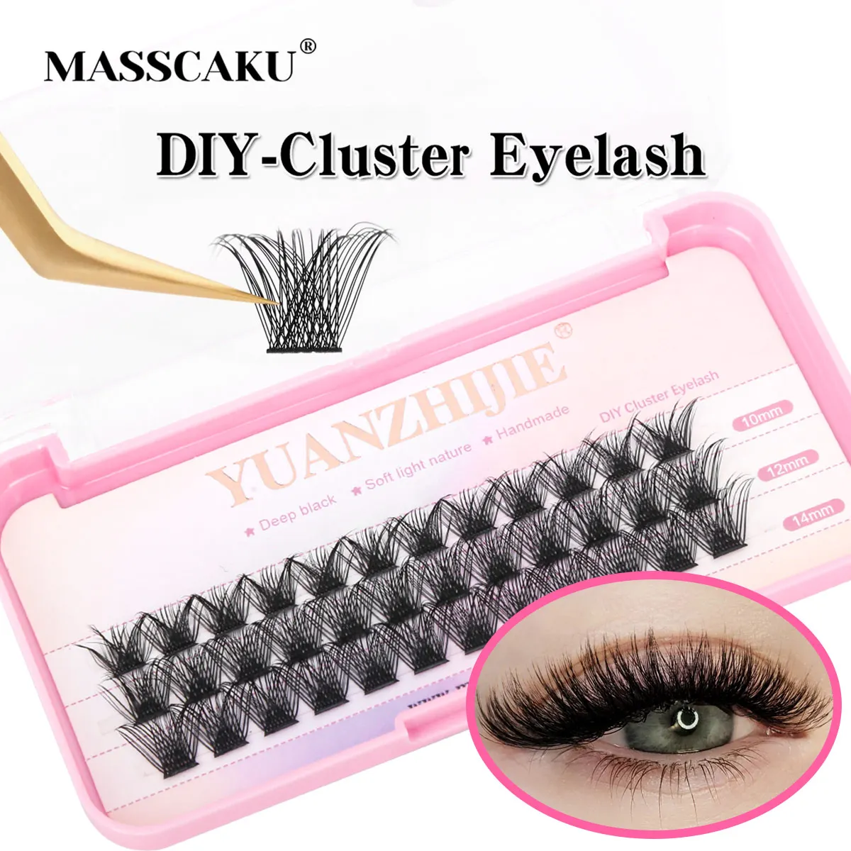YUANZHIJIE Individual DIY Cluster Eyelash Extensions 36PCS 10-14mm Mix Clusters Premade Volume Lashes Professional Makeup Tools