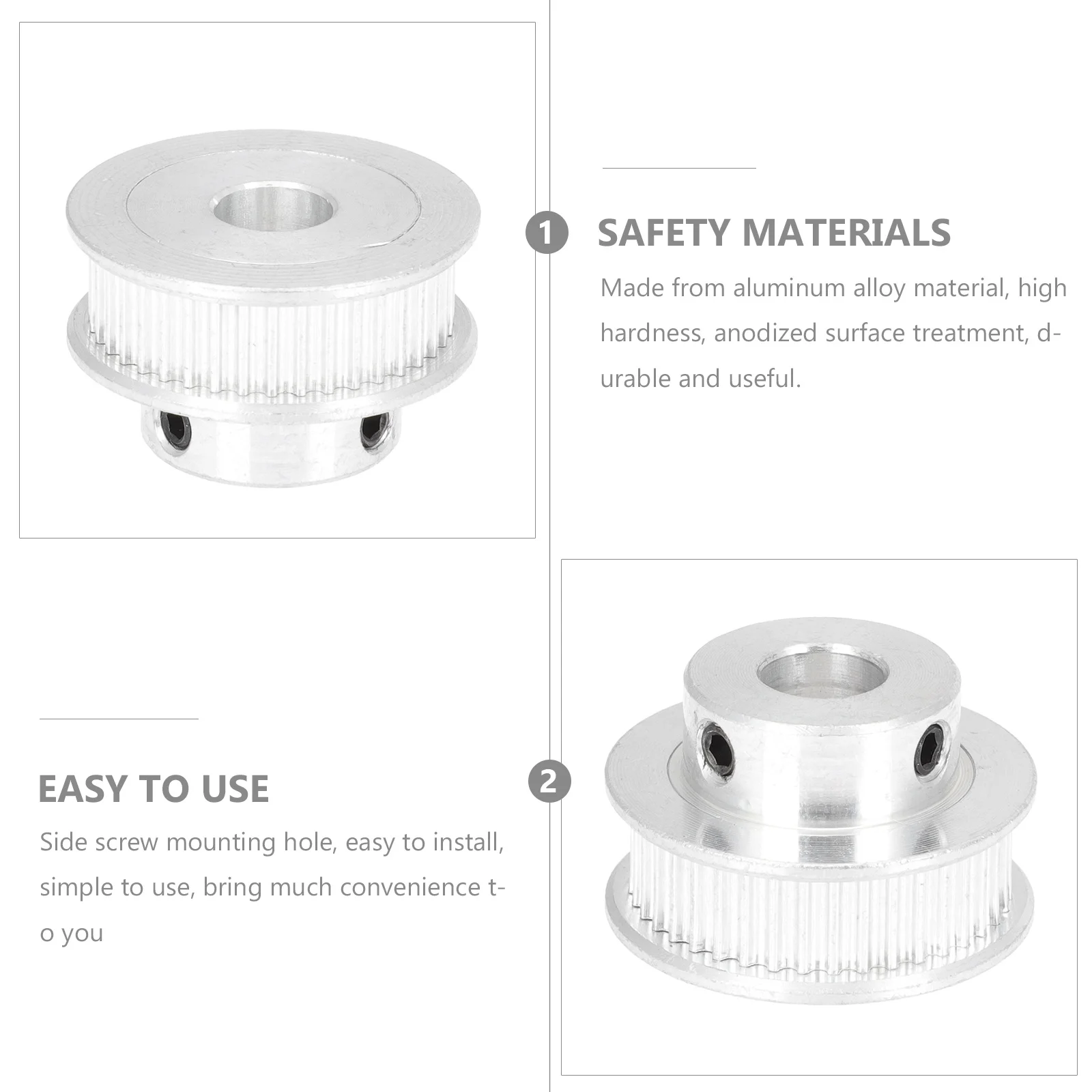 

2Pcs 3D Printer Synchronous Wheel Aluminum Alloy Timing Pulley Smooth Finish Long Service Life for Cnc Milling Machine Linear
