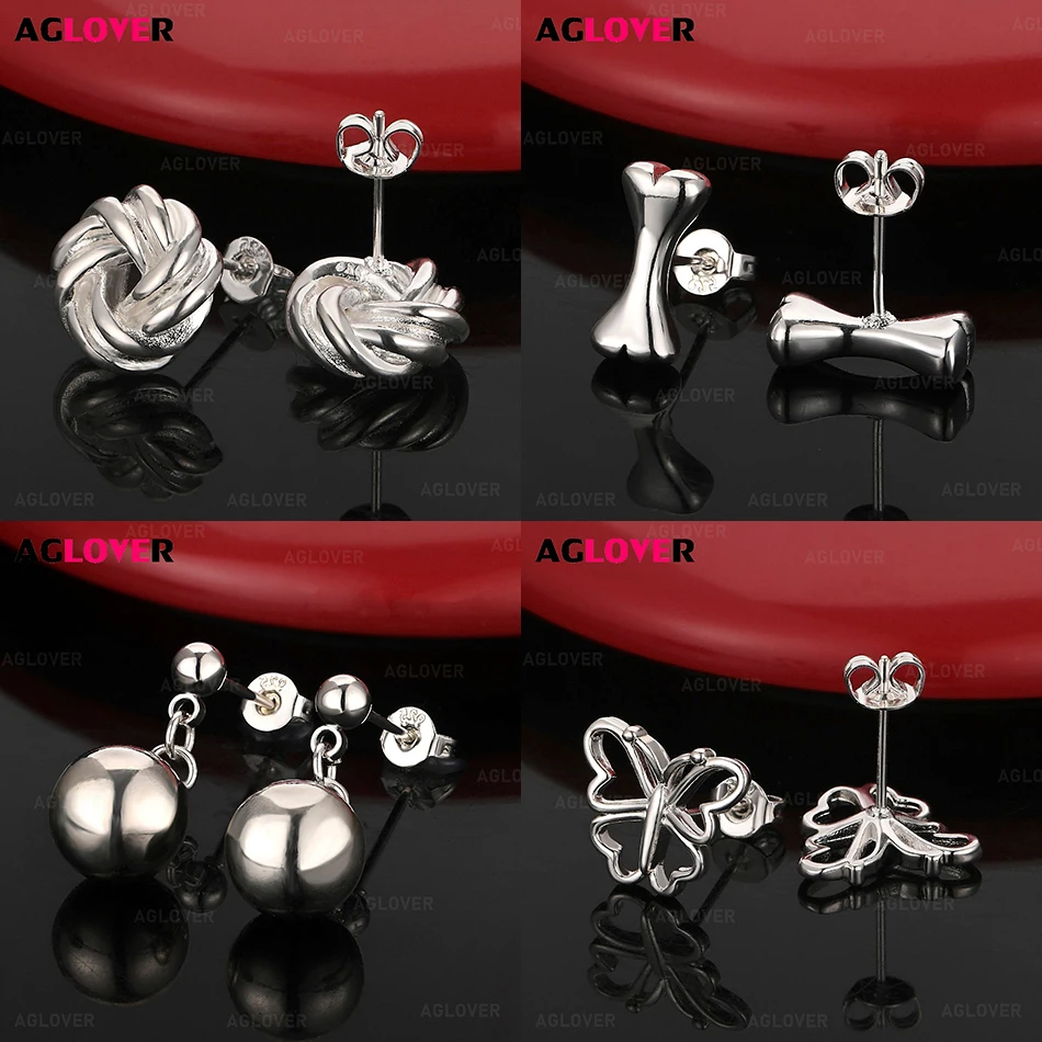 

AGLOVER 925 Sterling Silver Bone Earrings Women Fashion Versatile Engagement Wedding Jewelry