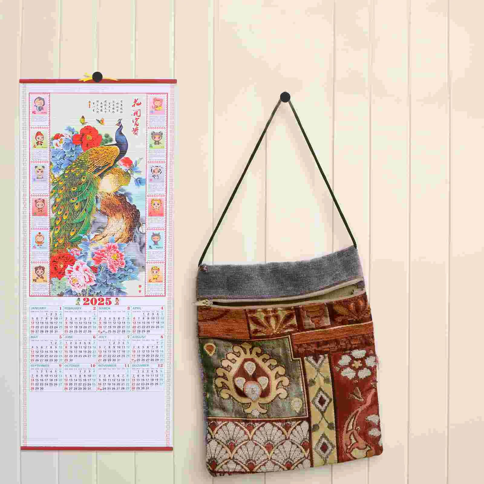 Chinese Zodiac Calendar Hanging Scroll Planner Lunar Traditional New Year 2024 Date