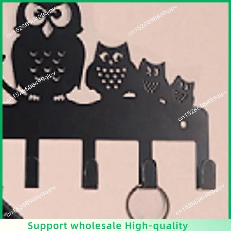 

ABSF Owl Key Holder Wall No Nail Hook Home Ornament Owl Key Holder For Wall 1 Piece C