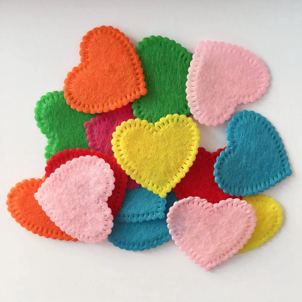 200 PZ 25mm Imbottito Feltro Cuore Appliques Artigianato Matrimonio Fare FAI DA TE/matrimonio Appliques per Abbigliamento Cuore Patch