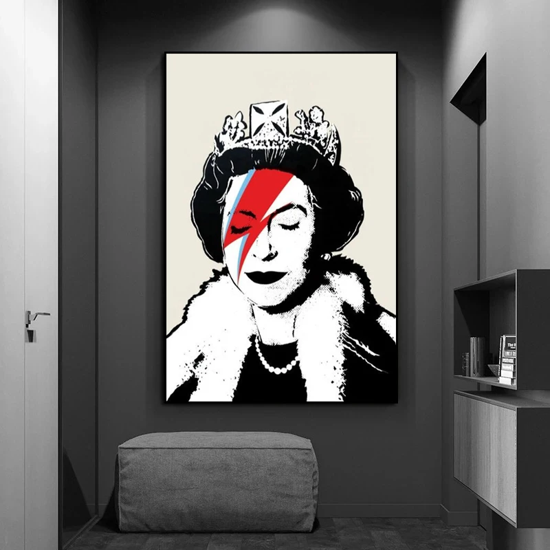 Banksy Art Queen Elizabeth Posters and Prints Modern Canvas Painting Wall Art Pictures for Living Room Wall Decoration Cuadros