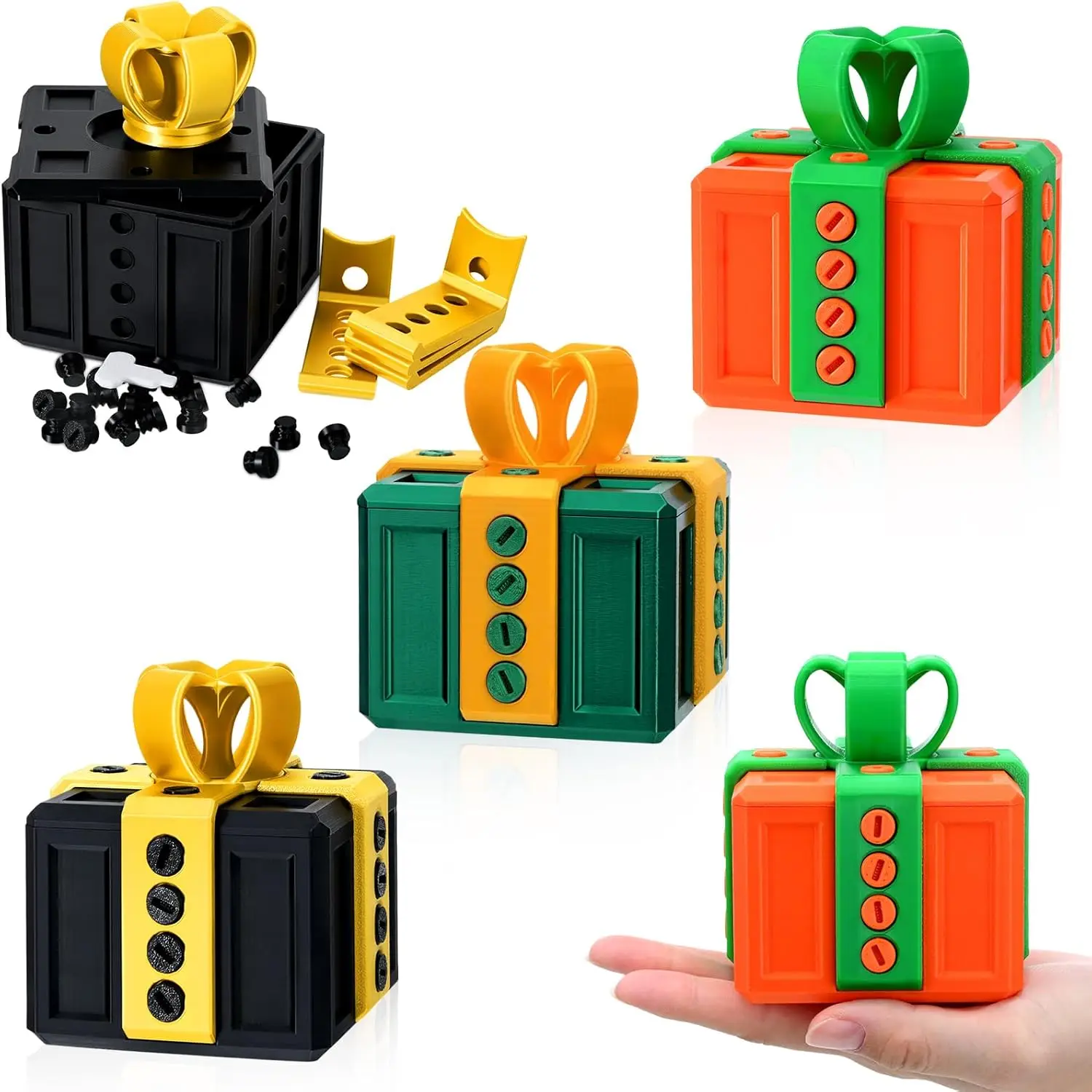 صندوق عيد الميلاد المفاجئ المطبوع ثلاثي الأبعاد مع زينة وحلي لجو عيد الميلاد يمكن التجميل بحرية وتخفيف الضغط