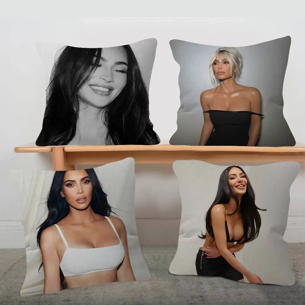 Model Kim Kardashian Cartoon Series Square Pillowcase Soft Waist Sofa Cushion Cover Bedroom Room Pillowcase