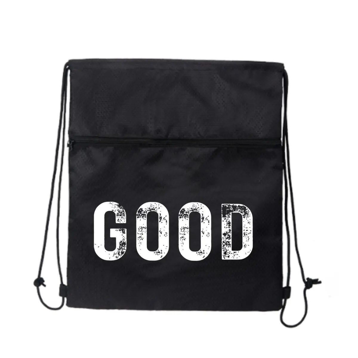 

ХОРОШИЙ Простой, жирный - Текстовая позитивная подтверждение Художественный дизайн Черная минималистичная уличная сумка на молнии на шнурке