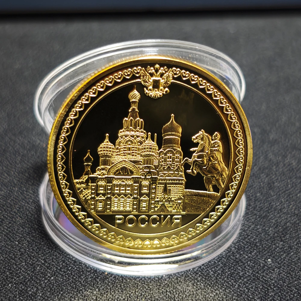 2026 New Russian Moscow Red Square Church Knight Statue Commemorative Medal Gold Plated Alloy Collectible Coin Home Decor