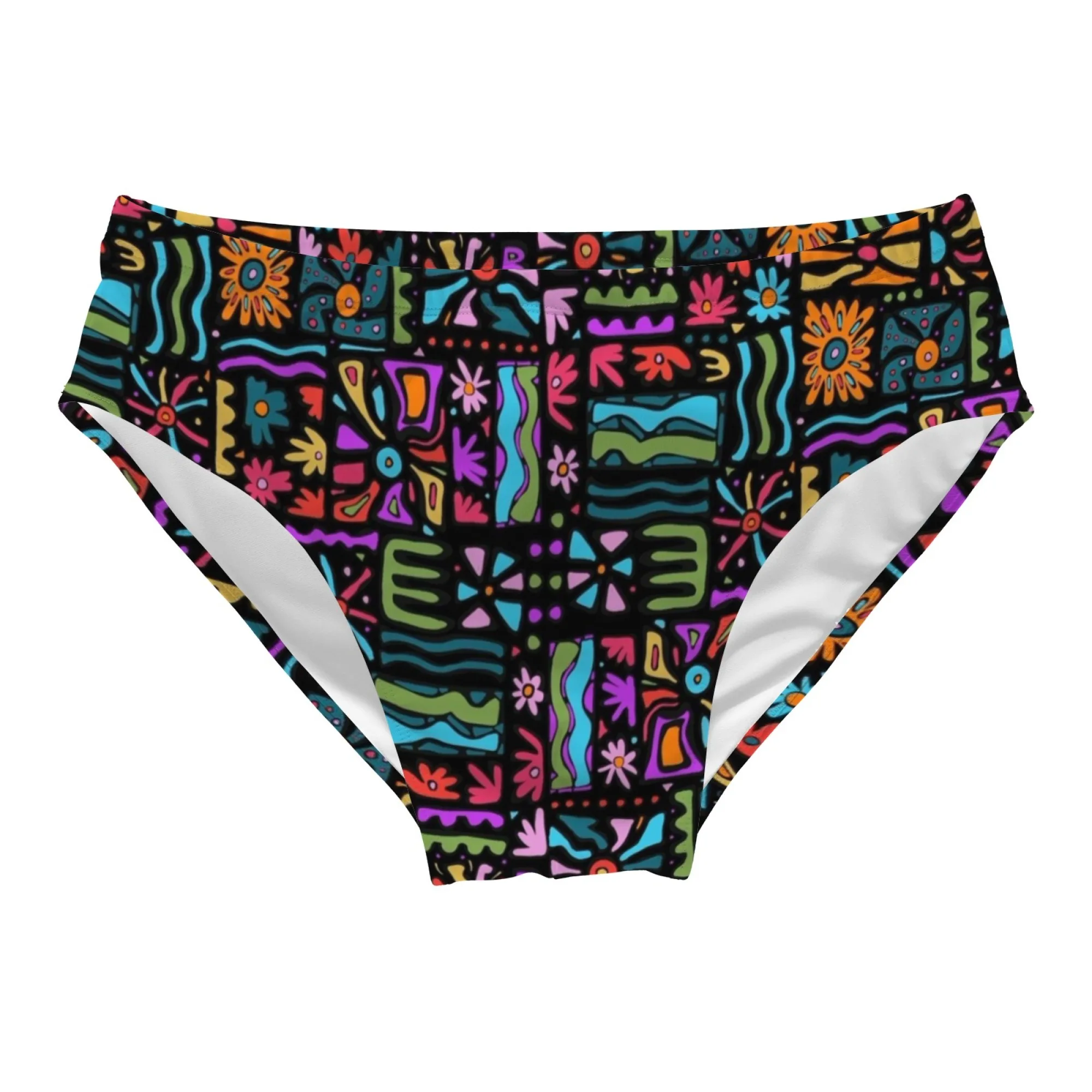 Ethnic Graffiti Trunks Stretchy Soft Skin-friendly Men's Triangle Swim Trunks Beach Carnivals Swimming Bathing Fashion Swimsuit