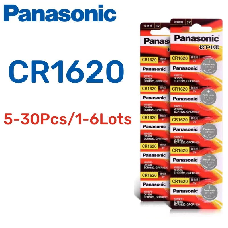 5 шт. 30 шт. оригинальная литиевая батарея Panasonic CR1620 3 В ECR1620 CR 1620 для часов управления, материнская плата, весы, кнопка, элементы для монет