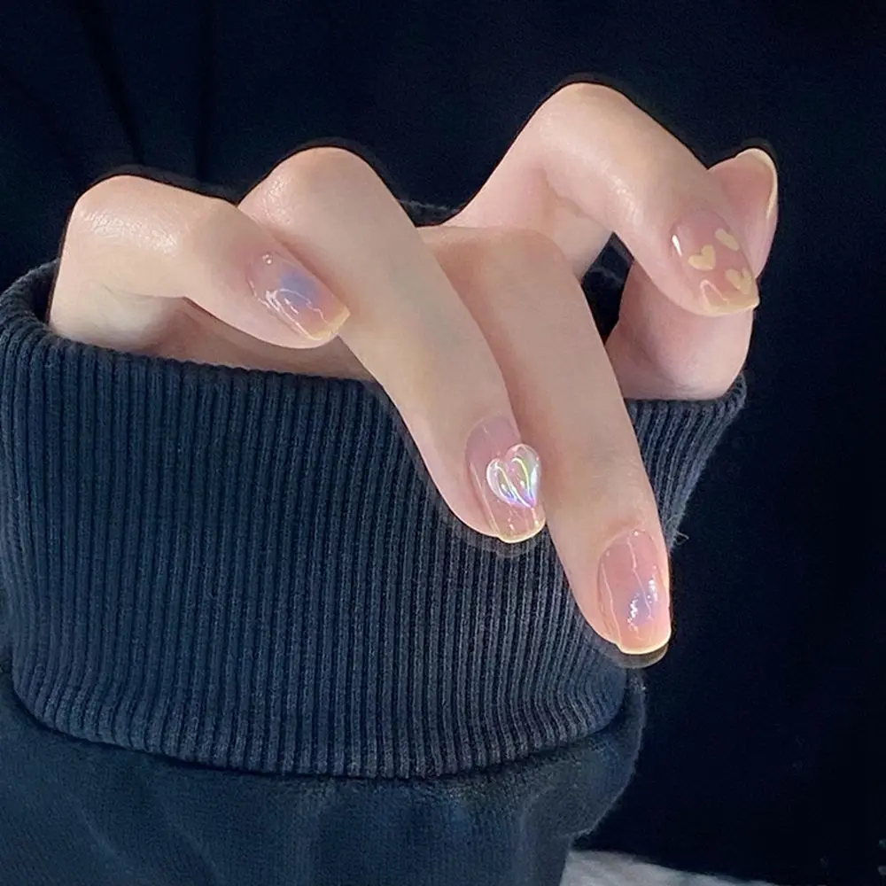 24pcs/Box Detachable Full Cover Manicure Tool Wearable Nail Tips Fake Nails Short Round/Square Head False Nails