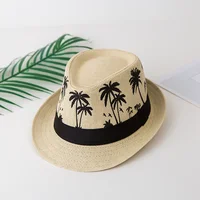 Palm Tree Shade Unisex Summer Women Straw Hat Sun Protection Short Brim Men Beach Cap Jazz Hat - Image 5