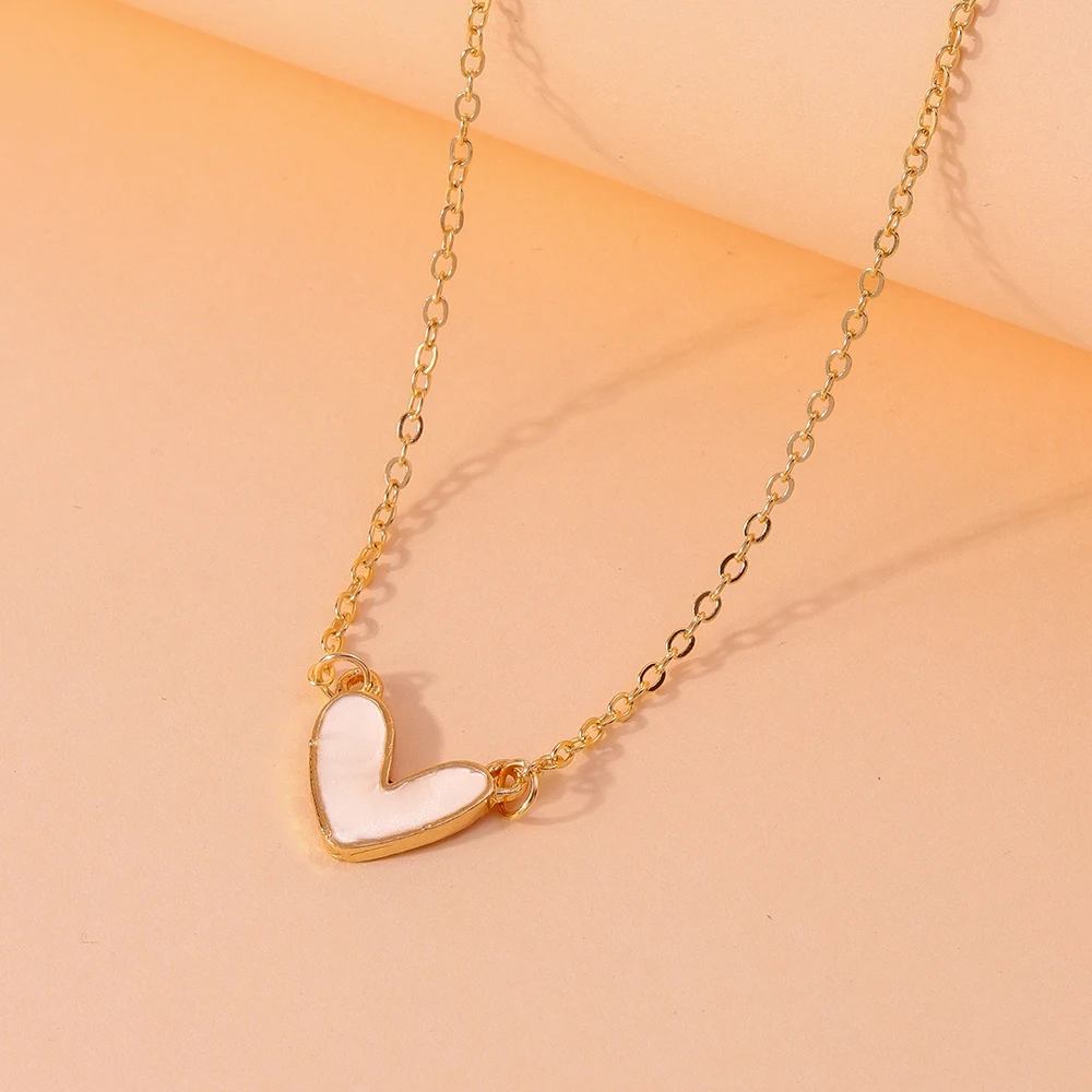 Aihua Elegante Koreanische Weiß-Rote Herz-Halsketten für Frauen und Mädchen, Schlüsselbeinkette, Valentinstag-Schmuckgeschenke – Detail 4