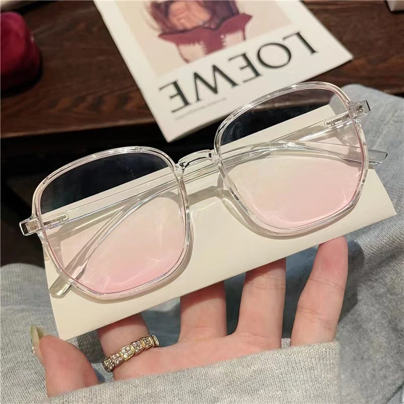 2023 Blush Pink Ladies Glasses New Anti-blue Light Anti-radiation Myopia Glasses Tide Net Red Riding Wear Flat Mirror -1.0..-4.0