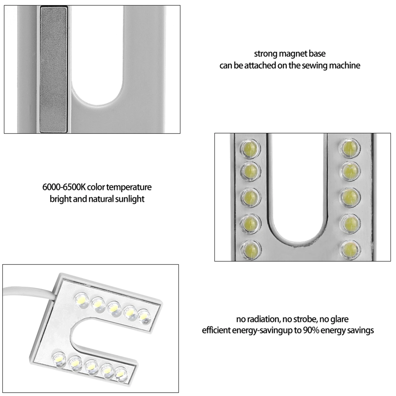 Sewing Machine LED Light Flexible Gooseneck Lamp with Magnetic Base for Sewing Machine 110-265V