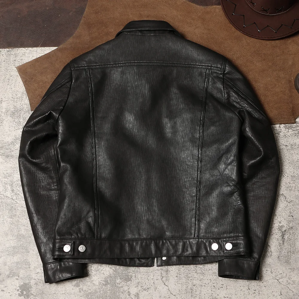 Blunt Razor 507 goatskin jacket Spring and Autumn men's lapel tooling slim leather leather denim jacket