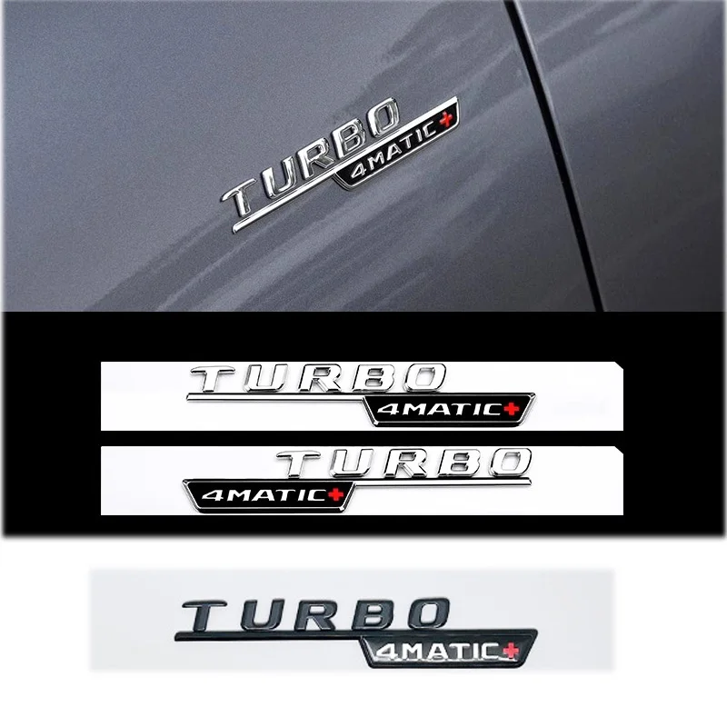 

2pcs ABS Car Fender Turbo 4MATIC Logo Emblem Badge Sticker For Mercedes Benz A45 C117 CLA 35 45 GLA45 X247 GLE53 AMG Accessories