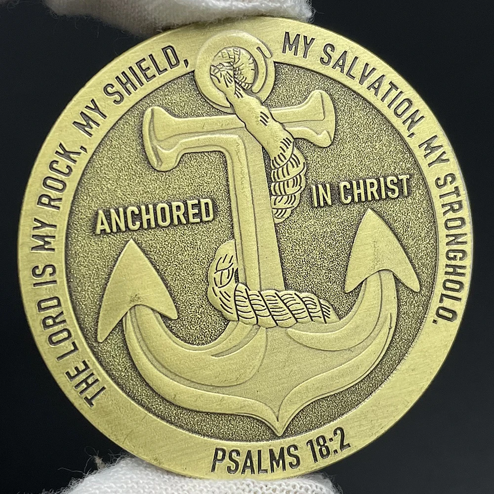 

Christian Challenge Coin Anchored in Christ Biblical Coin Token Scripture Medal Commemorative Coin Collection