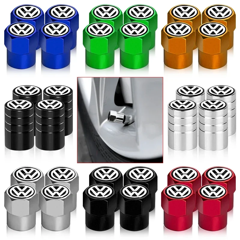 

4Pcs Car Valve Stem Caps Cover Waterproof Car Styling Car Accessories For Volkswagen CC Polo Golf 4 5 6 7 MK4 MK5 MK6 MK7 Passat