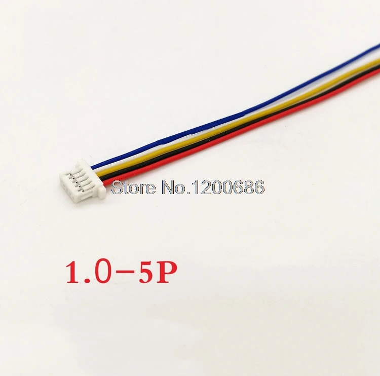Conector macho SH1.0 de 5 pines con cable de 8 cm