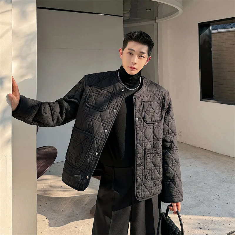 

Ретро-куртка из хлопка для мужчин на осень-зиму, модная, с 3D-дизайном карманов, теплая, с наполнителем, приталенного кроя, повседневная, хлопковая куртка