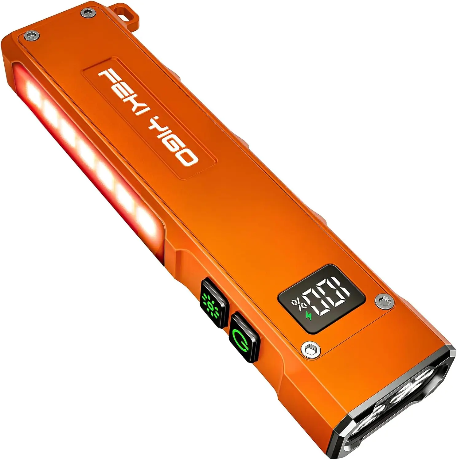 

G02 EDC Rechargeable Flashlight 1800 Lumens LED UV RGB, Waterproof Magnetic Clip, Orange