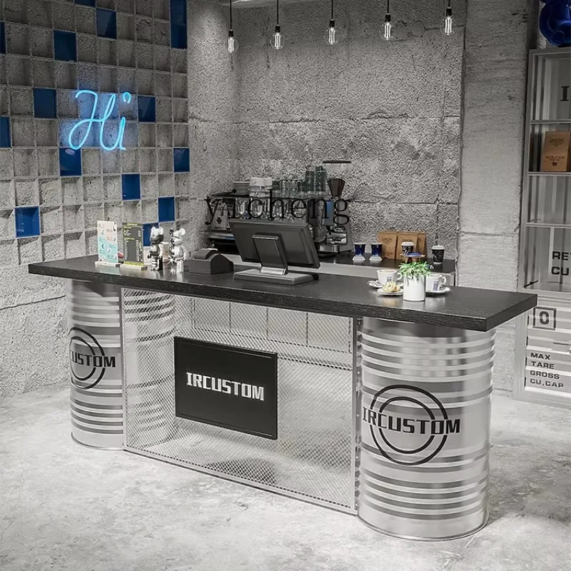 Industrial Wind Checkout Page Kart Bar Barbecue Convenience Store Auto Repair Shop Oil Drum Front DeskD26