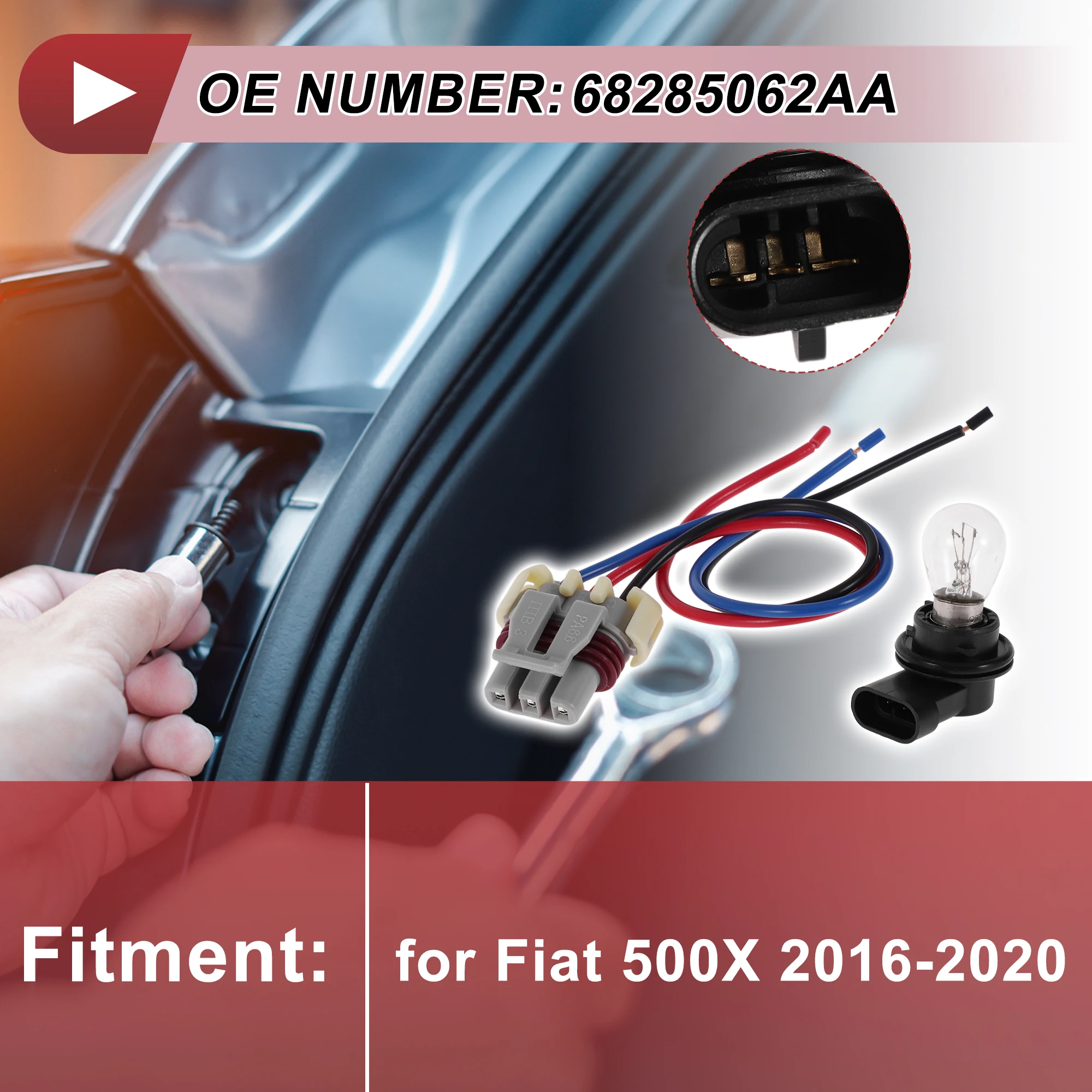 

UXCELL Headlight Light Socket Wiring for Fiat 500X 2016-2020 No.68285062AA