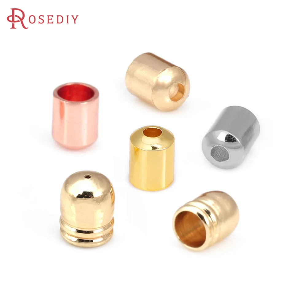 

50PCS Inside 3MM 4MM 5MM 18K Gold Color Brass Leather Rope Wire Tassel Caps Jewelry Making High Quality Diy Findings Accessories