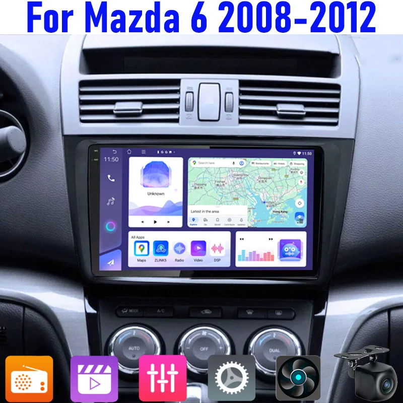 

9'' For Mazda 6 2008-2012 Car Radio Head Unit Wireless Apple Carplay Android 13 Auto Intelligent System Reversing Image GPS BT