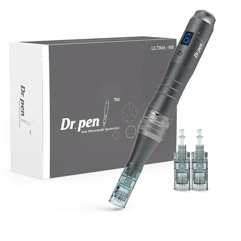 dr-pen-m8-–-stylo-derma-sans-fil-a-6-vitesses-reglables-pour-micro-aiguilletage-avec-2-cartouches-de-025-mm-a-18-aiguilles