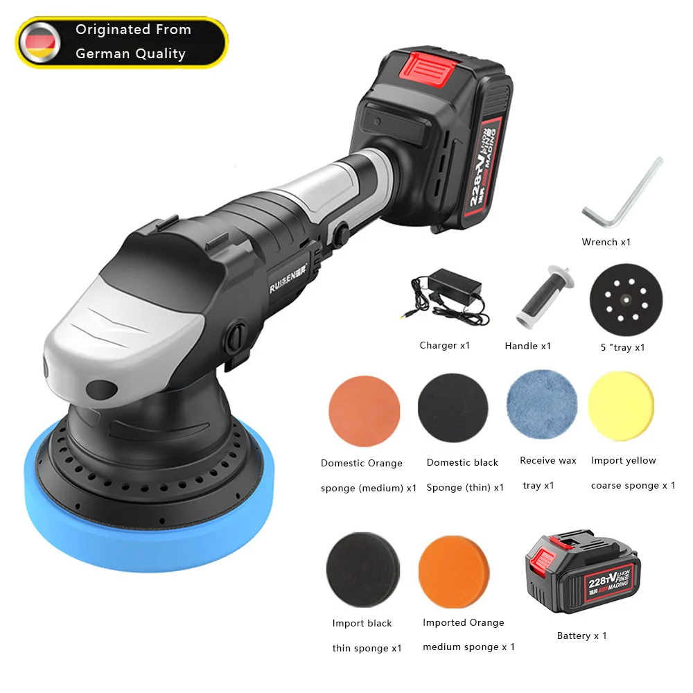 Cordless Car Polisher Electric Wireless Auto Beauty Polishing Machine Noiseless 3 Speeds Adjustable Car Waxing Cleaning Kit