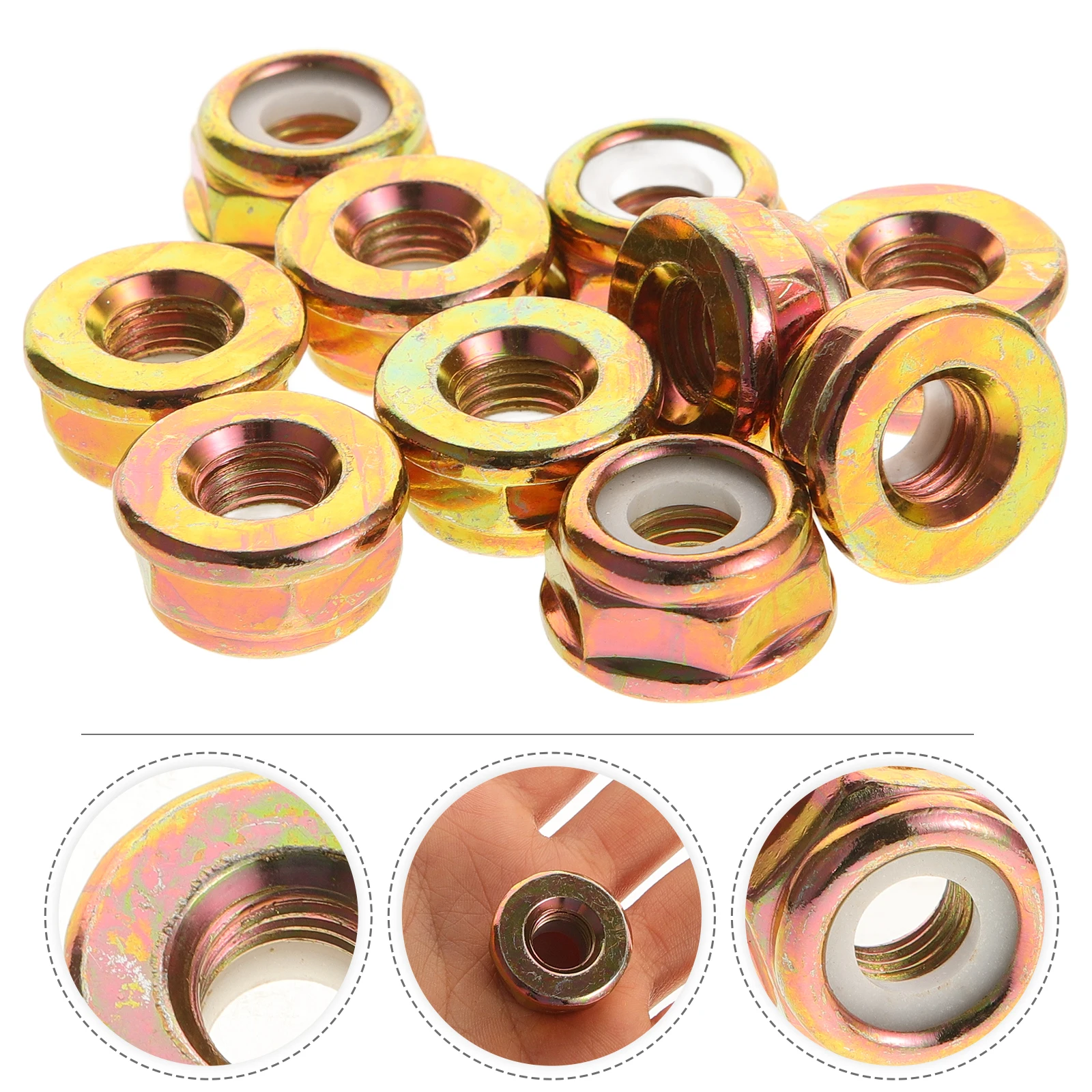 

10pcs Lawn Mower Blade Nut Spindle Shaft Lock Nut Edger Tool Replacement Metal Parts Grass Trimmer Accessories Garden Tools